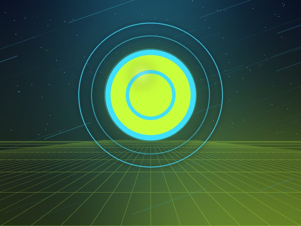 Abstract neon shield and coin illustration